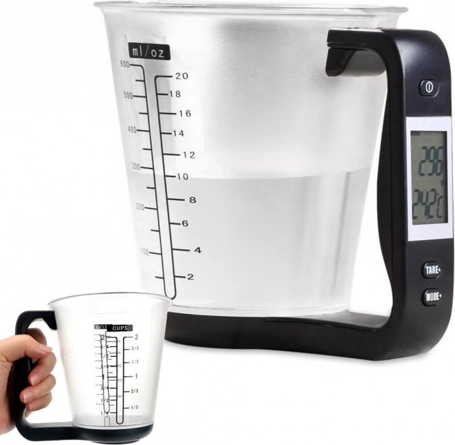 Balance de cuisine numérique avec verre doseur et écran LCD 1 kg/1 g