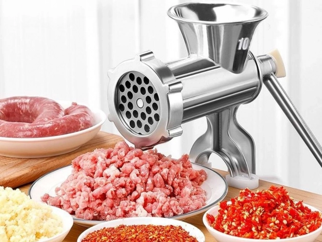 Hachoir à viande manuel avec embout de remplissage pour saucisses
