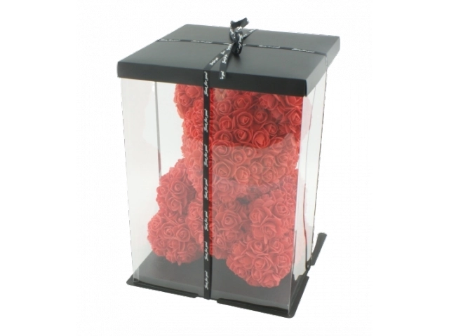 Ours rouge de Saint-Valentin avec cœur de roses - 40 cm