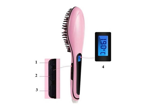 Brosse électrique pour lisser les cheveux avec écran LCD