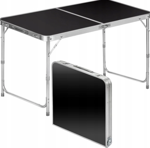 Table de camping pliable avec hauteur réglable 120x60 cm noir