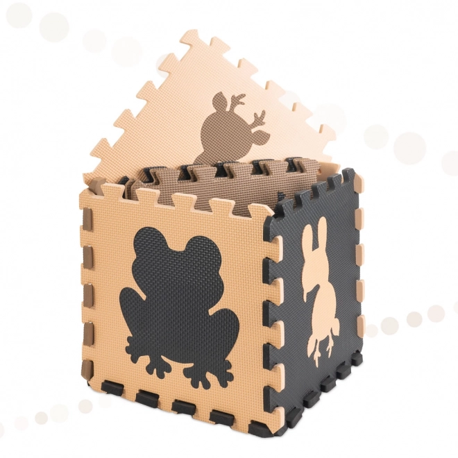 Puzzle en mousse marron avec des animaux de la forêt - 9 pièces