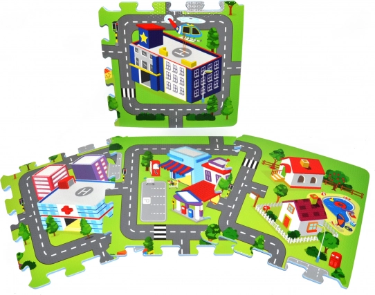Blocs en mousse souple – ville, 9 pcs (32 × 32 cm)