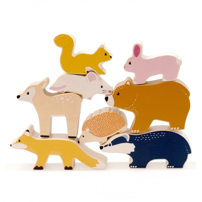 Ensemble d'animaux de la forêt en bois