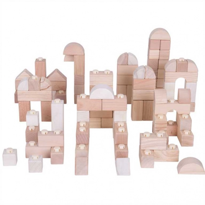 Bigjigs Bébé Blocs de Connexion en Bois - Naturel ensemble de 100 pièces