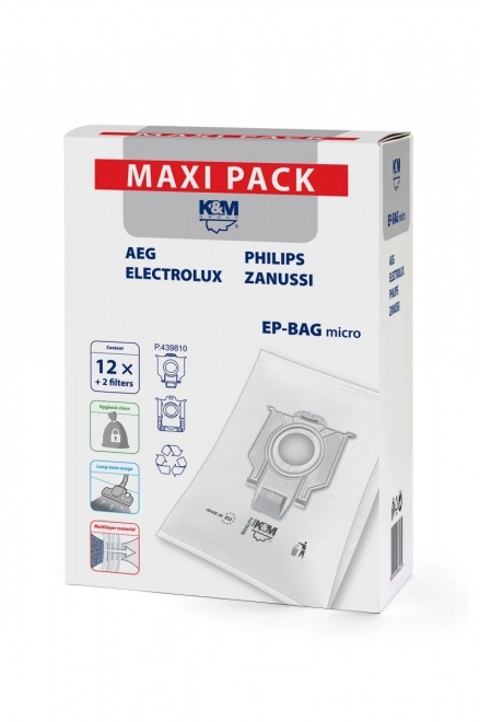Micro sacs pour aspirateur 12+2 EP-BAG Maxi Pack