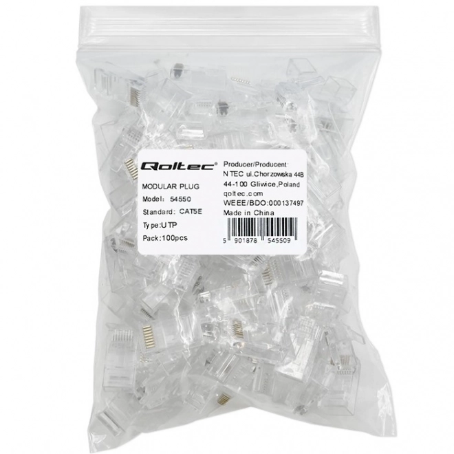 Connecteur modulaire RJ45 CAT5e UTP contacts dorés 100 pcs