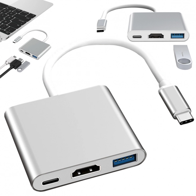 Adaptateur 3en1 USB-C HDMI 4K