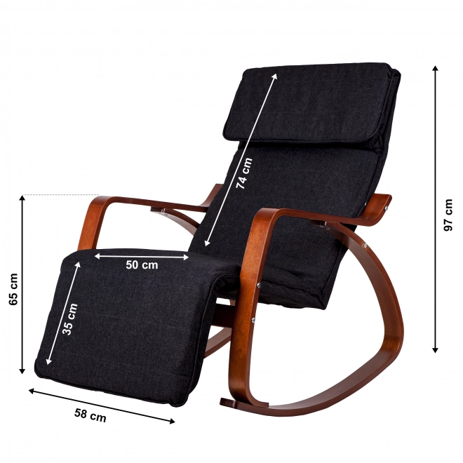 Fauteuil à bascule avec repose-pied réglable et accoudoirs en bois de ModernHome
