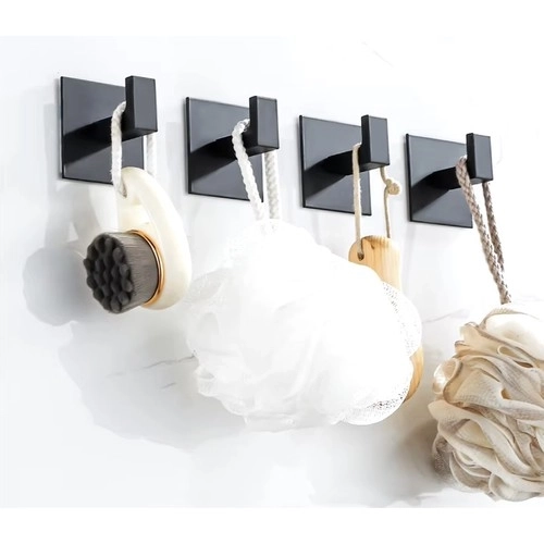 crochet autocollant noir pour serviettes dans le style loft - ensemble de 4 pièces