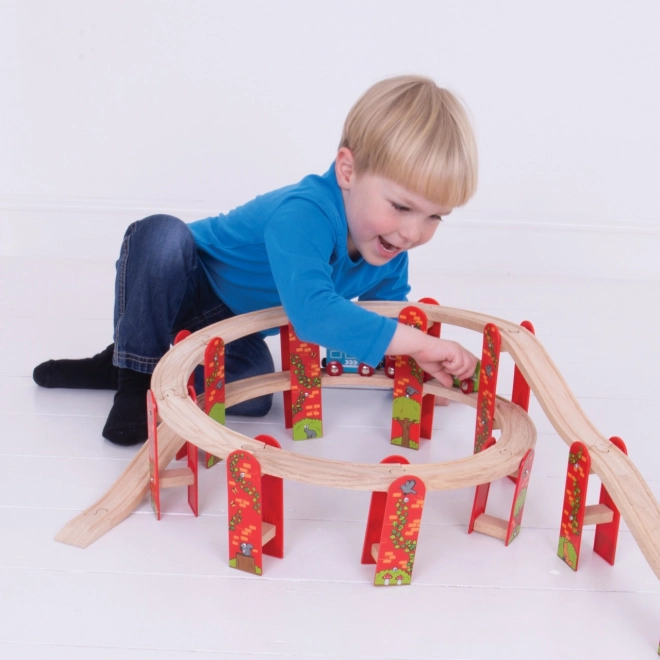 Bigjigs Rail ensemble de rails en bois à niveaux multiples