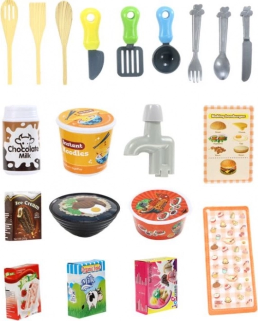 Cuisine Enfant Avec Générateur De Vapeur LED 42 Accessoires Bleu Marin
