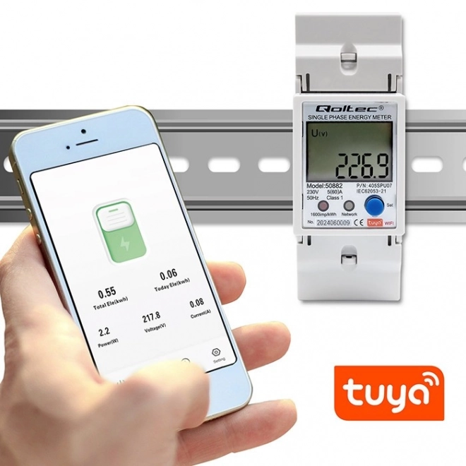 Compteur d'électricité électronique monophasé | Rail DIN | 230V | LCD | Wi-Fi