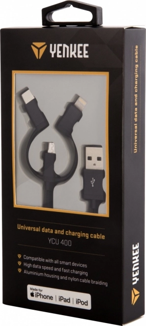 Câble de chargement universel 3 en 1 avec connecteurs USB-C, Micro USB et Lightning