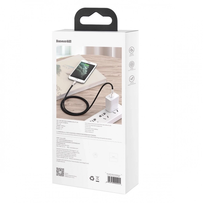 Câble USB pour Lightning Baseus Cafule, 2,4A, 1m (noir)
