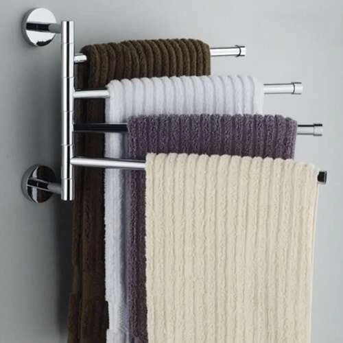 Porte-serviettes de salle de bain argenté au style Loft