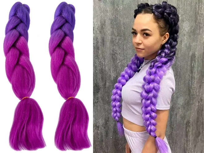 Cheveux synthétiques en ombre violet pour tressage