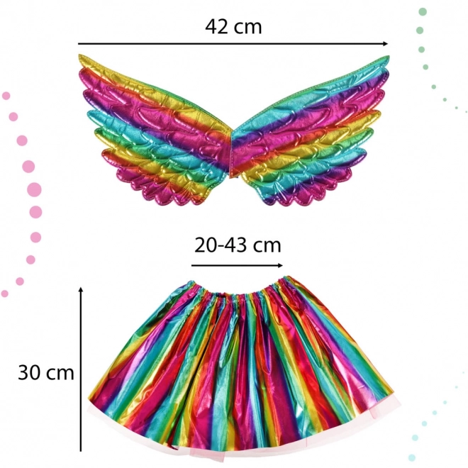 Costume de licorne avec jupe arc-en-ciel et diadème
