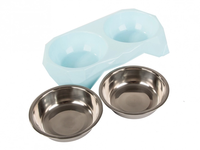 Gamelle double en métal pour chiens et chats