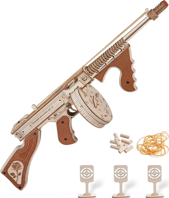 Puzzle mécanique en bois 3D RoboTime Pistolet-Mitrailleur Thompson