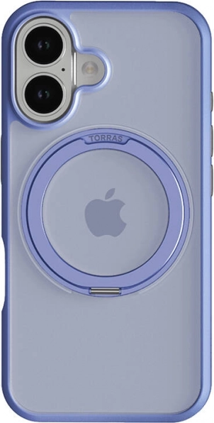 Coque TORRAS Ostand Pro pour iPhone 16, bleue, avec MagSafe et anneau rotatif