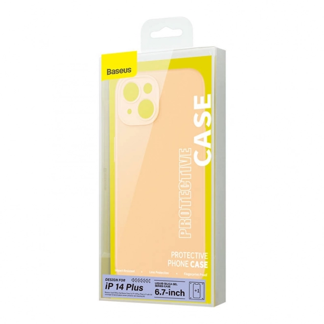 Baseus Étui en gel de silice liquide pour iPhone 14 jaune avec verre trempé et kit de nettoyage – 14 Plus