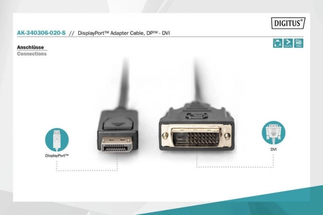 Câble DisplayPort vers DVI-D avec verrouillage 2m