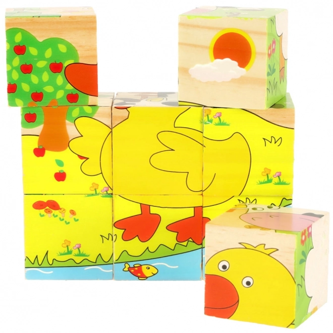 Puzzle éducatif en bois ferme