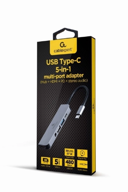 Adaptateur USB-C 5 en 1, PD, HDMI, Audio, USB 3.1, USB 2.0