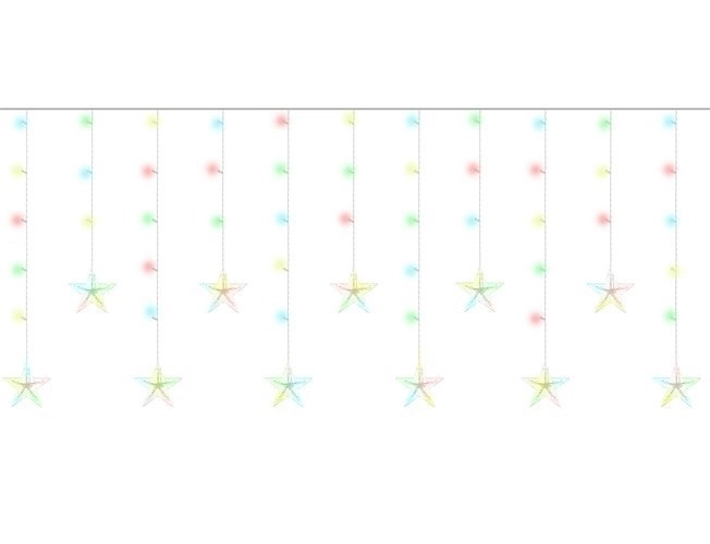 Rideau LED coloré avec étoiles - 2,5 m, 108 LED