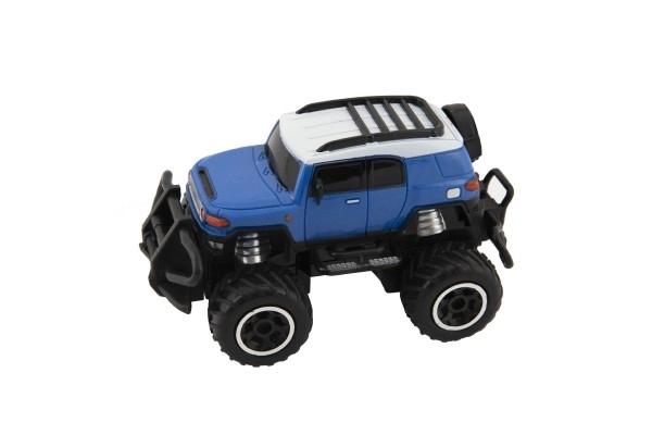 Auto RC mini SUV plastique 14cm 27MHz à téléc. sur batt. avec lumièr. 2 couleurs en boîte 16x12x10