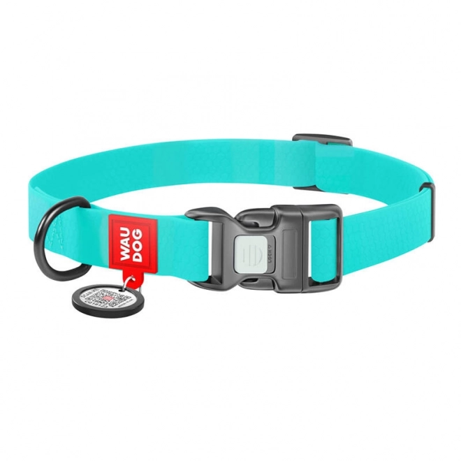 Collier étanche lumineux pour chiens avec code QR Waudog taille L turquoise