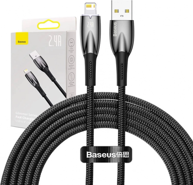 Câble USB–Lightning BASEUS Glimmer 2 m, 2,4 A, noir