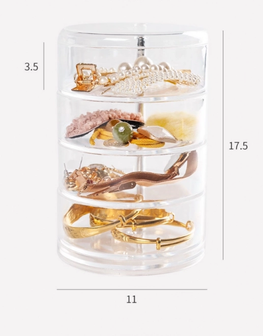Boîte à bijoux à quatre niveaux - transparente