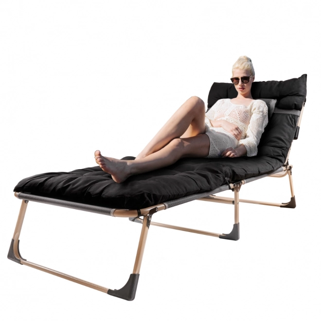 Lit de camping pliant 193 cm noir