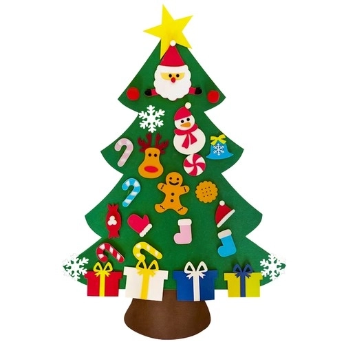 Sapin de Noël en feutre DIY avec décorations amovibles 90 cm