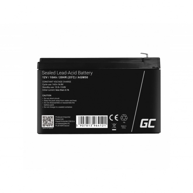 Batterie rechargeable AGM VRLA Green Cell AGM50 12V 10Ah (pour UPS, petites voitures, tondeuses à gazon)