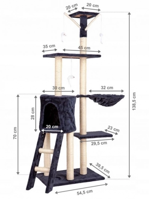 Arbre à chat 138cm XL Gris