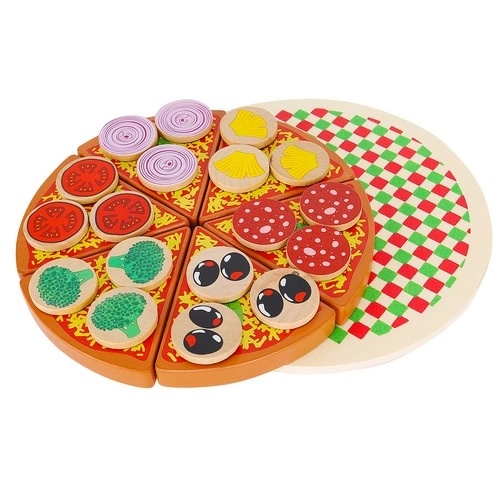 Pizza en bois avec velcro pour enfants