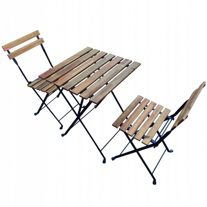 Mobilier de jardin en bois d'acacia - table et 2 chaises