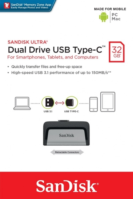SanDisk Ultra Dual Drive USB Type-C, 32GB