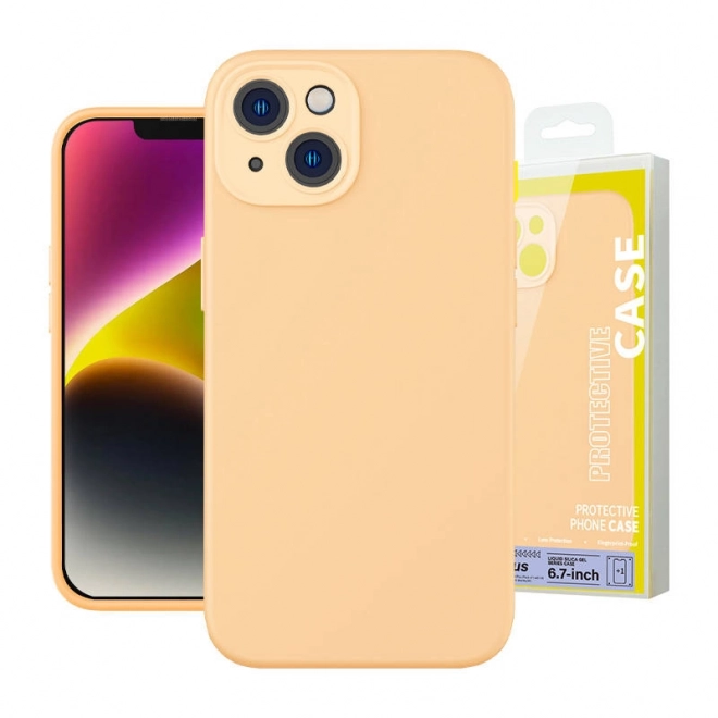 Baseus Étui en gel de silice liquide pour iPhone 14 jaune avec verre trempé et kit de nettoyage – 14 Plus