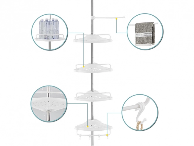 Étagère d'angle télescopique pour salle de bain