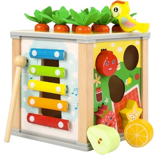 Cube éducatif en bois 5 en 1 pour enfants