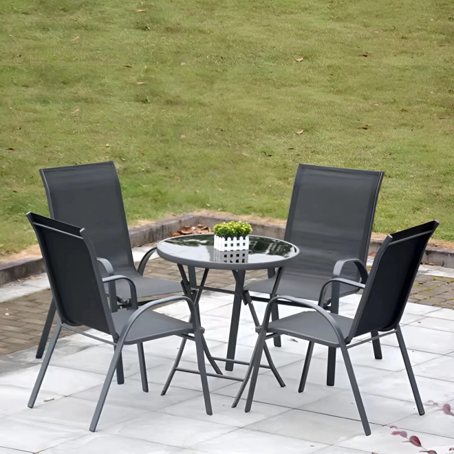 Ensemble de 2 chaises de jardin pour terrasse ou balcon gris MultiGarden