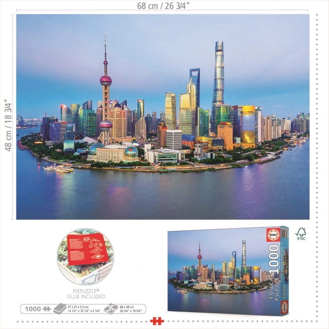 Educa Puzzle Panorama Shanghai au coucher du soleil 1000 pièces