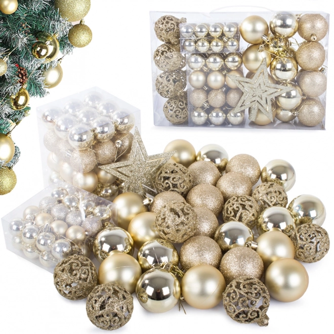 Ensemble de décorations de Noël 100 pièces avec étoiles dorées