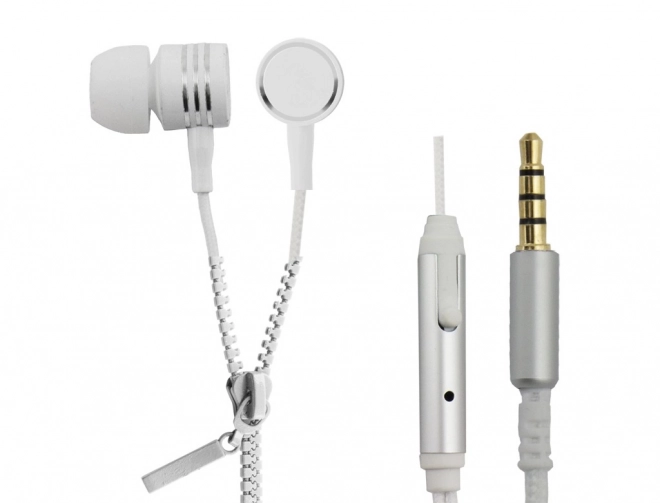 Écouteurs intra-auriculaires Zipper avec microphone blancs