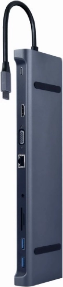Hub USB-C avec alimentation, Gigabit Ethernet, VGA, HDMI et 3x USB 3.1 avec lecteur de cartes SD
