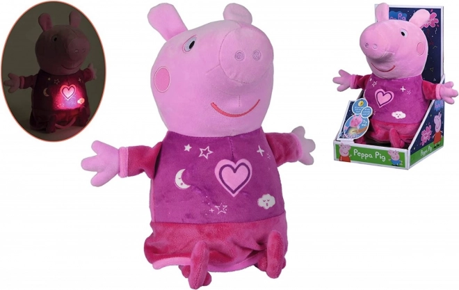 Peppa Pig 2 en 1 peluche doudou, musical + lumineux, rose, 25 cm